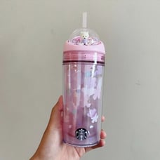 Starbucks 2021 Sakura Revolving Ball Plastic Straw Cup