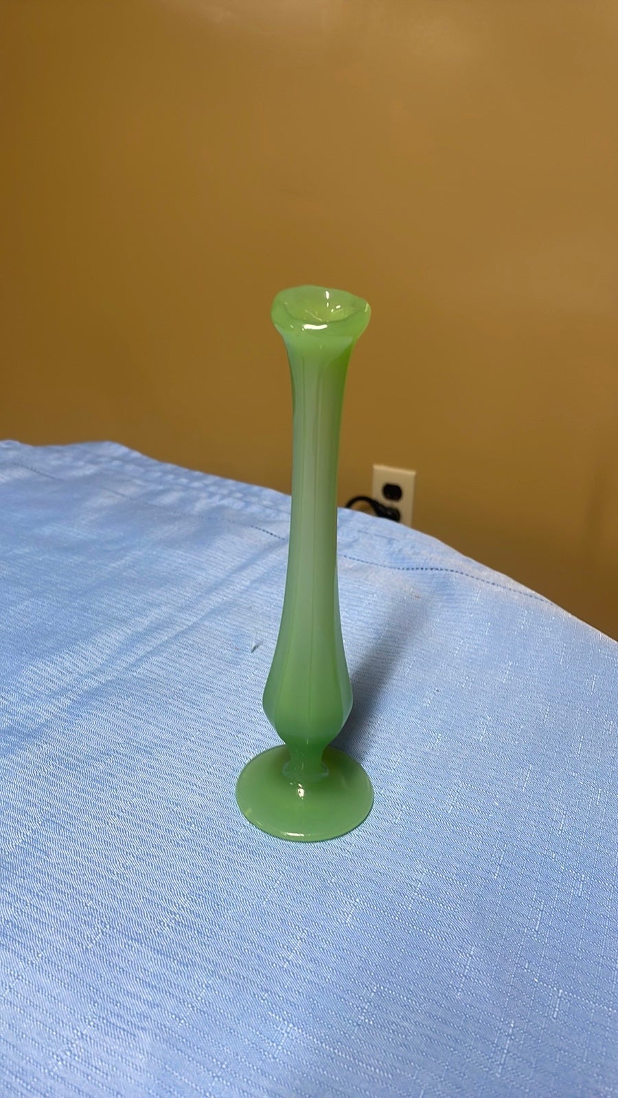 Fenton Jade Green Swung Bud Vase 8 Inches tall