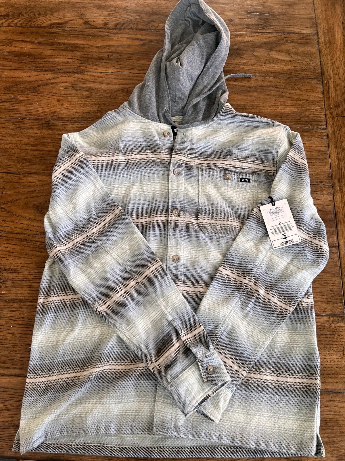 Men’s Billabong Flannel Hooded Shirt Small NWT