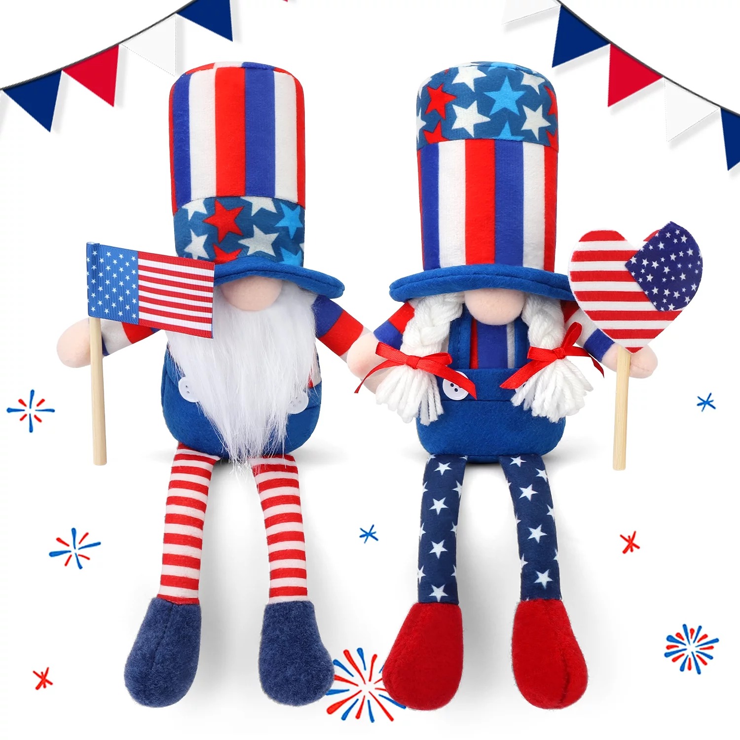 2Pcs 4th of July Gnomes Patriotic Gnomes Decorations