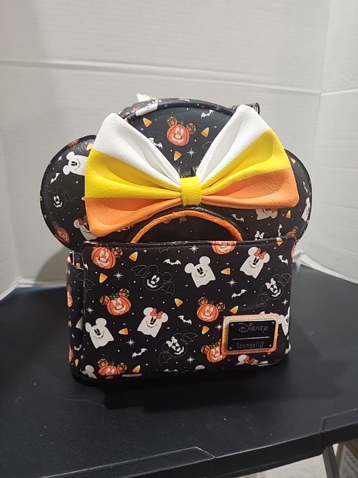 Loungefly Disney Mickey and Minnie Spooky Mice Mini Backpack with Ears Headband.