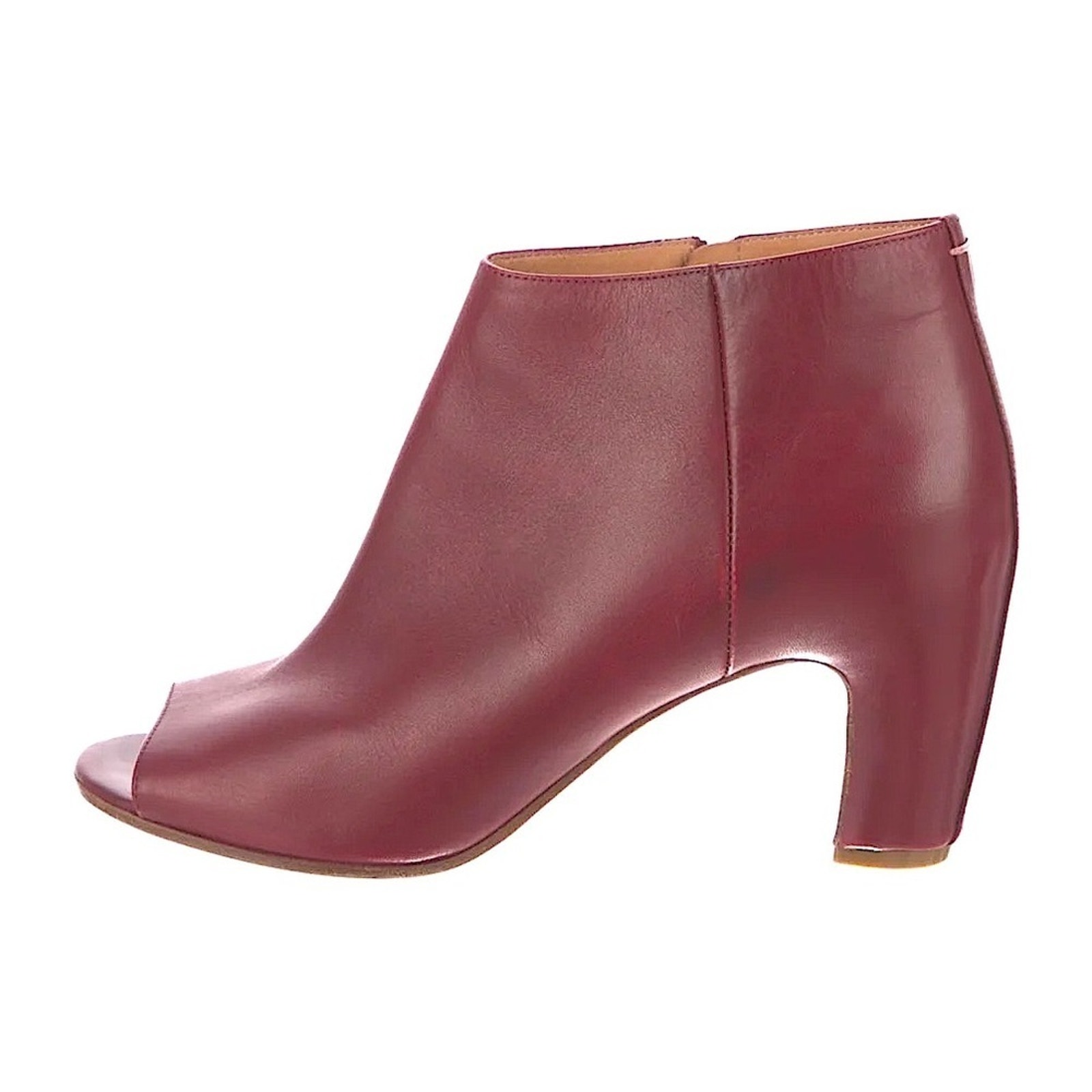 Maison Margiela Leather Peep Toe Ankle Booties 37.5