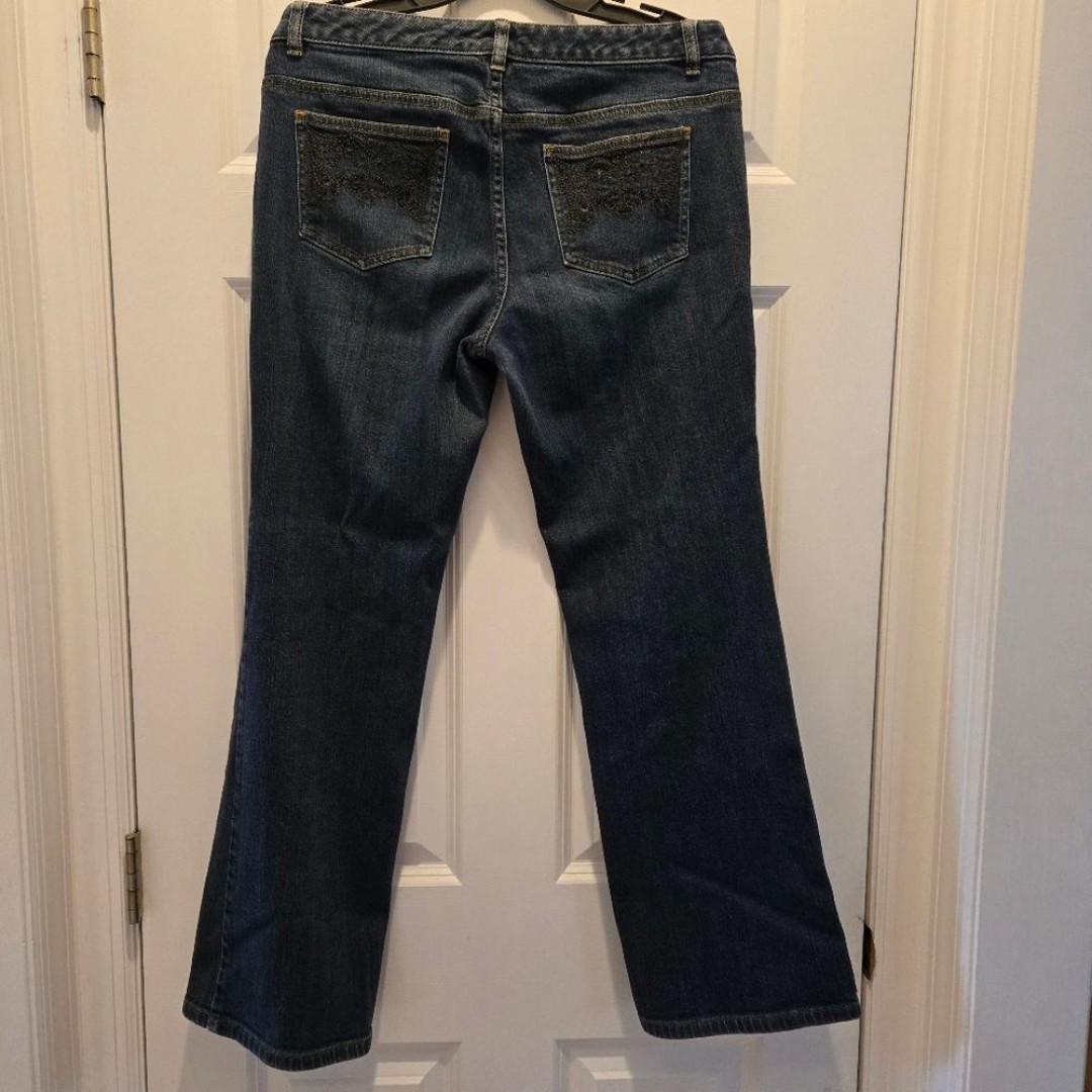 Vintage Y2K Michael Kors Jeans 10 Low Rise Beaded Embroidered Bootcut Dark Wash