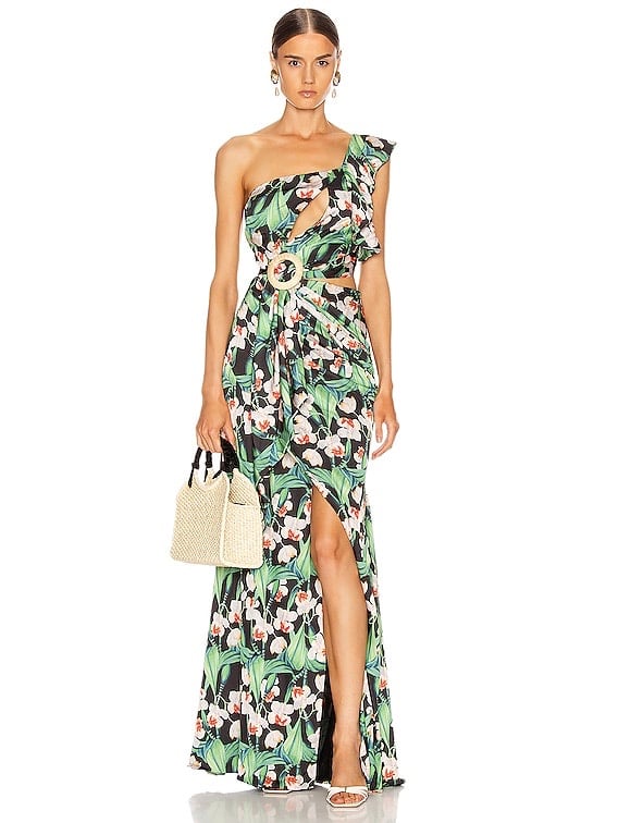PATBO Floral Asymmetric Maxi Dress