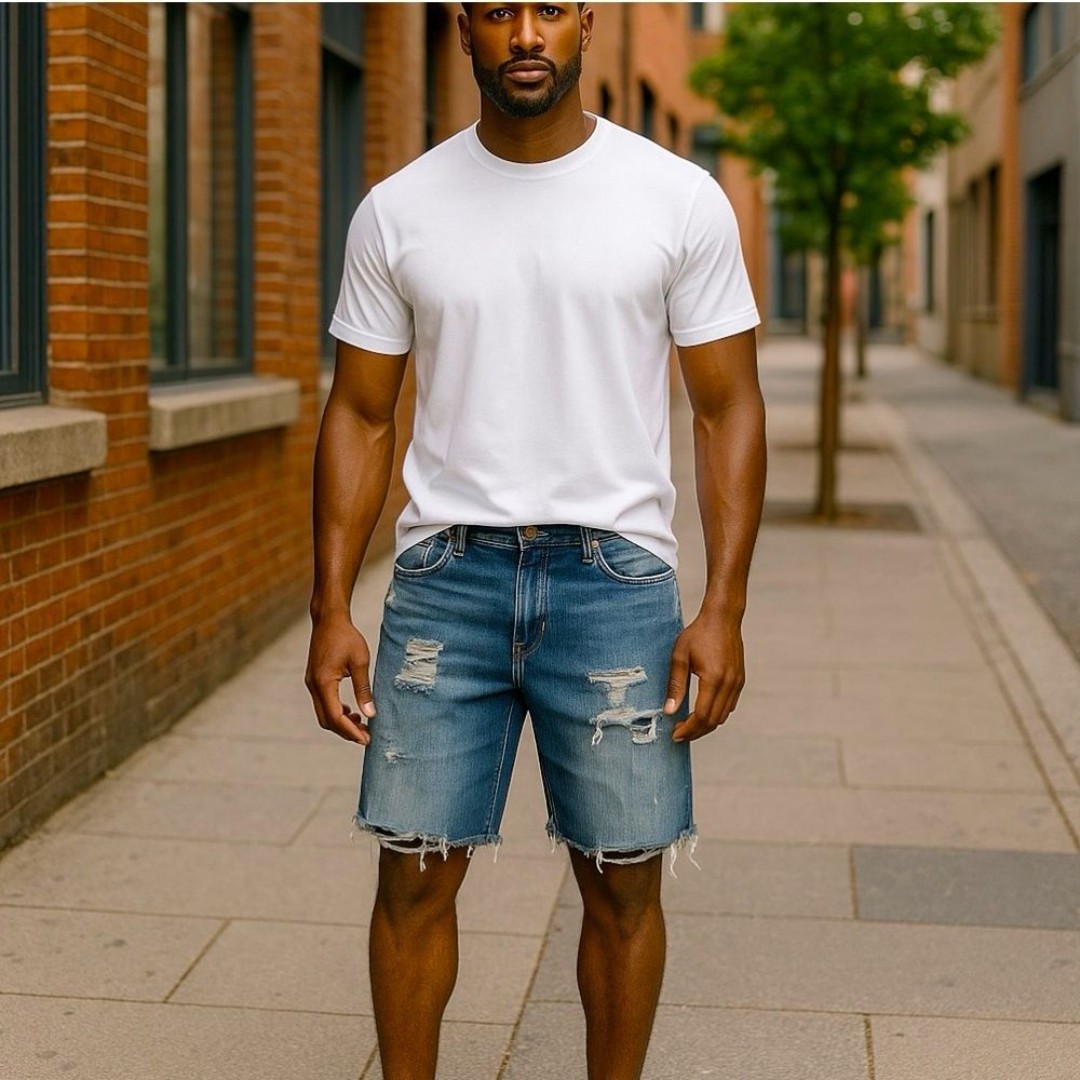 William Rast Distressed Cut Off Blue Denim Shorts Sz 36 Dean Slim Straight