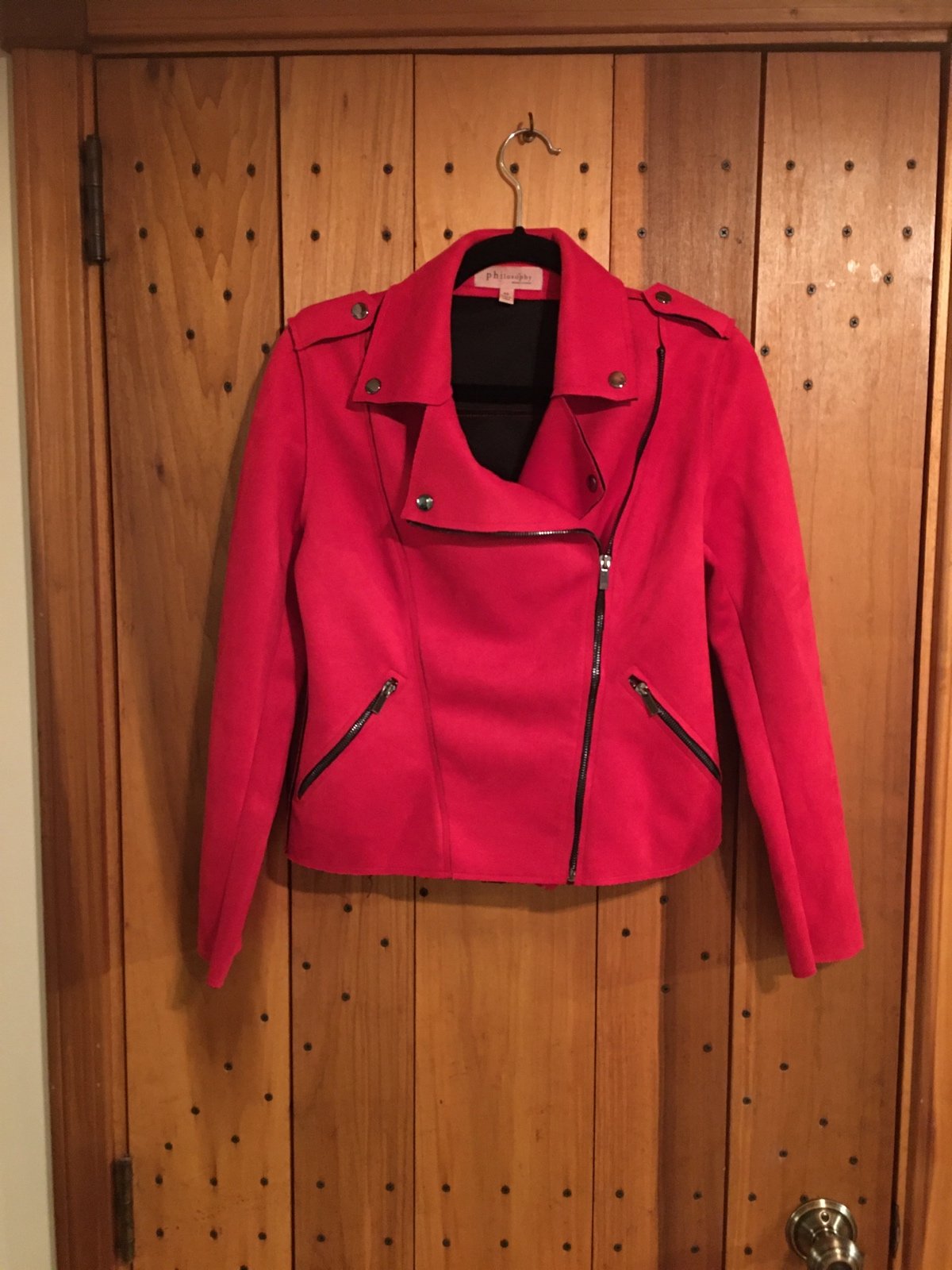 Philosophy Red Faux Suede Zippered Jacket