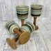 VTG Artisan Clay Goblets Set 4 Drip Glaze Votive Signed Farmhouse Rustic Decor