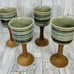 VTG Artisan Clay Goblets Set 4 Drip Glaze Votive Signed Farmhouse Rustic Decor