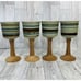 VTG Artisan Clay Goblets Set 4 Drip Glaze Votive Signed Farmhouse Rustic Decor