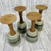 VTG Artisan Clay Goblets Set 4 Drip Glaze Votive Signed Farmhouse Rustic Decor