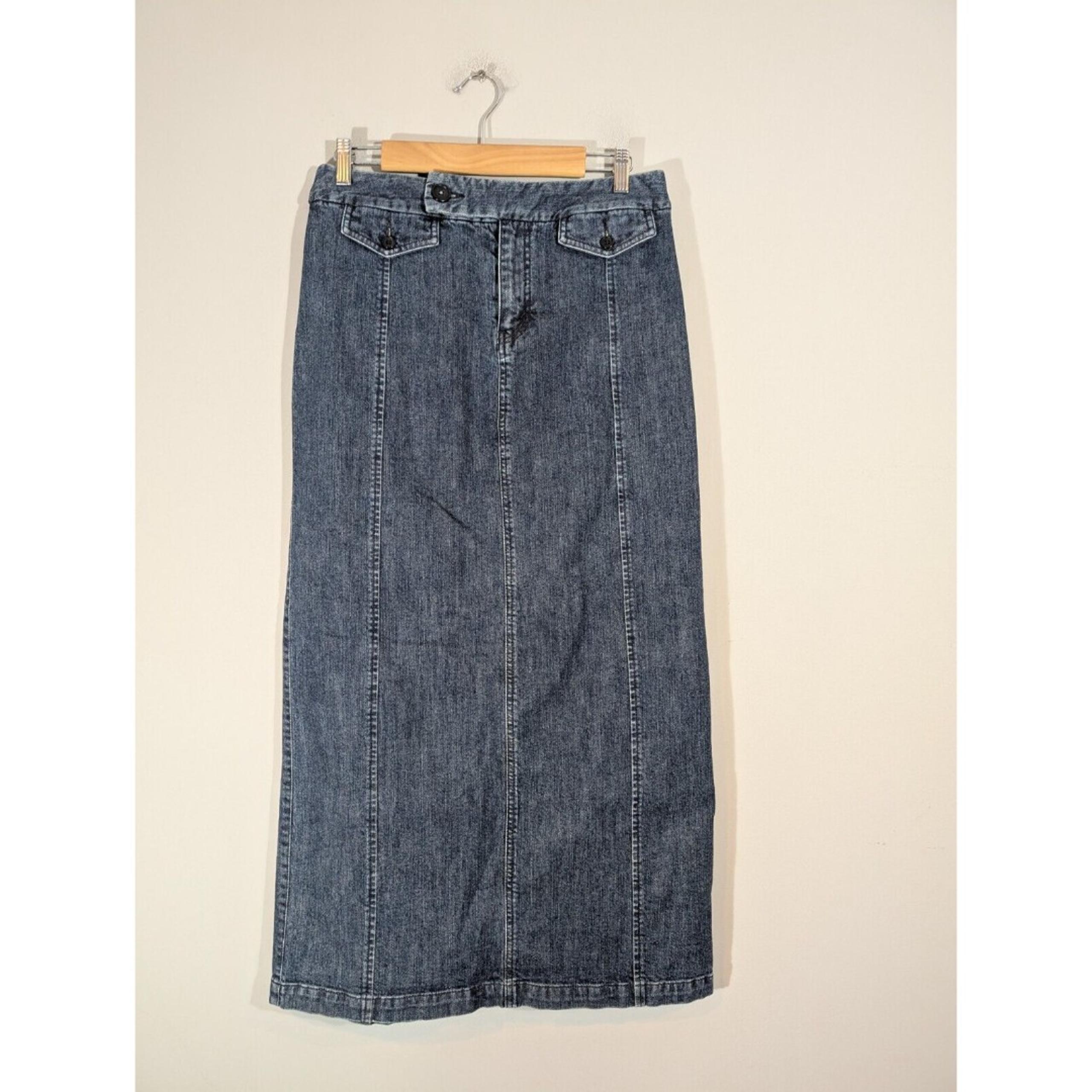 Eddie Bauer Women Denim Jean Maxi Skirt Sz 10 Tall Cottagecore Country Modest