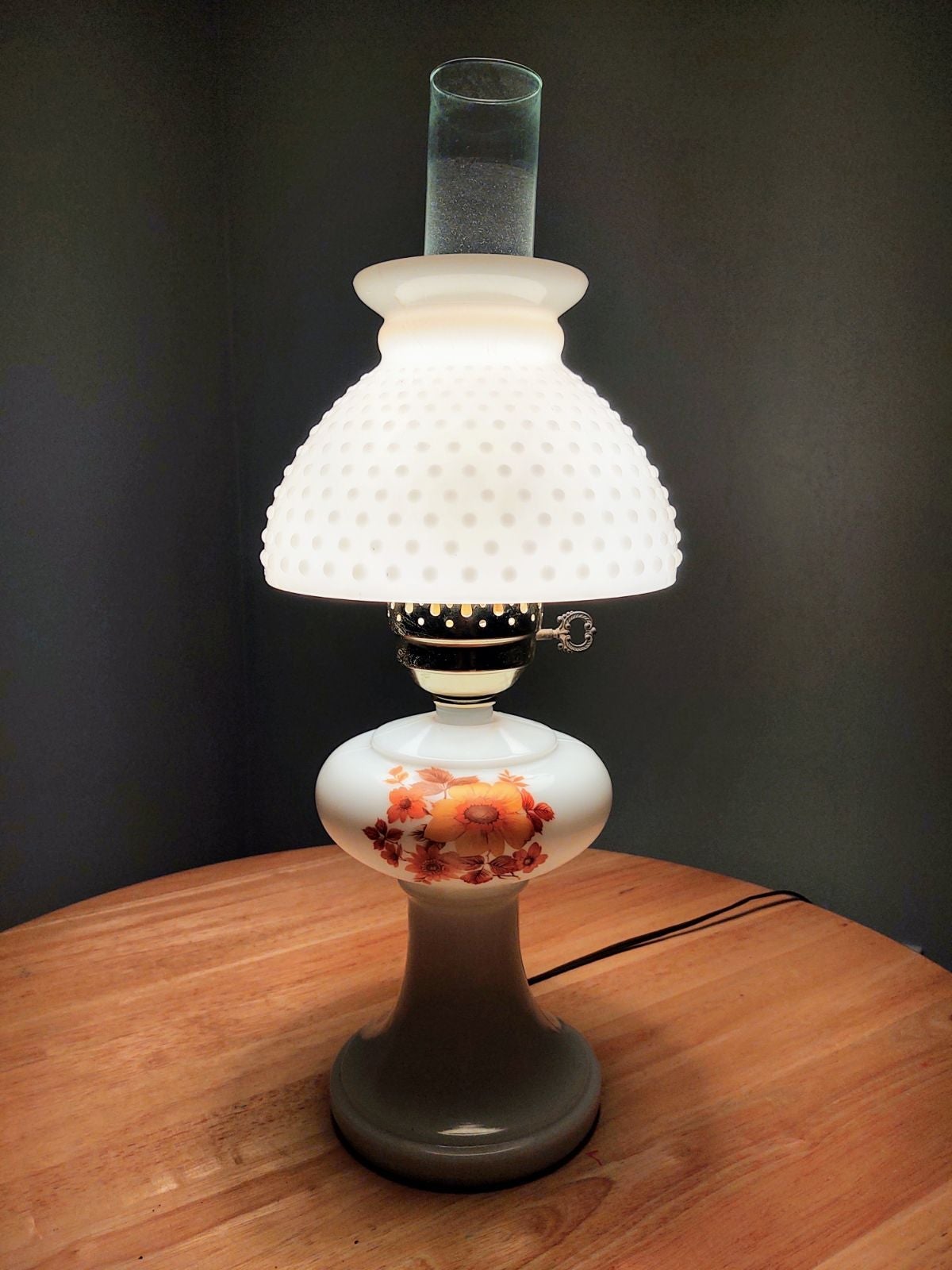 Vintage Hobnail Milk Glass Lamp