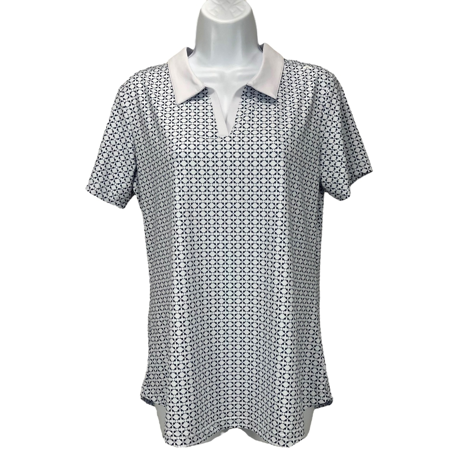 Scales Women's Medium Nautrical Sail Polo Blue/Navy Stretchy Golf Fishing Top