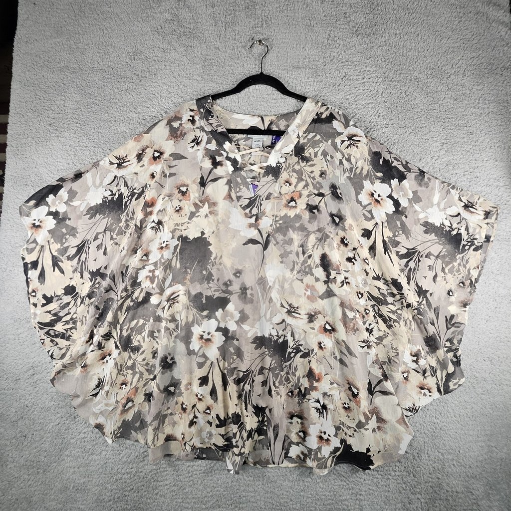 Catherines Kimono Top Womens 3X WP 26/28 Floral Sheer Cottagecore Victorian