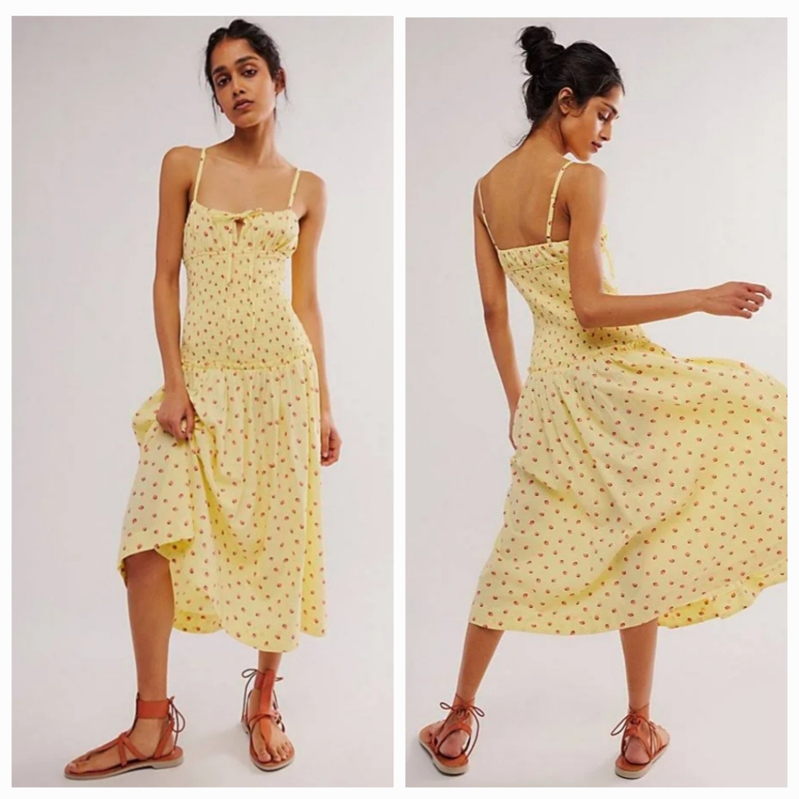Free People Strawberry Print Midi Dress - Women's size SMALL