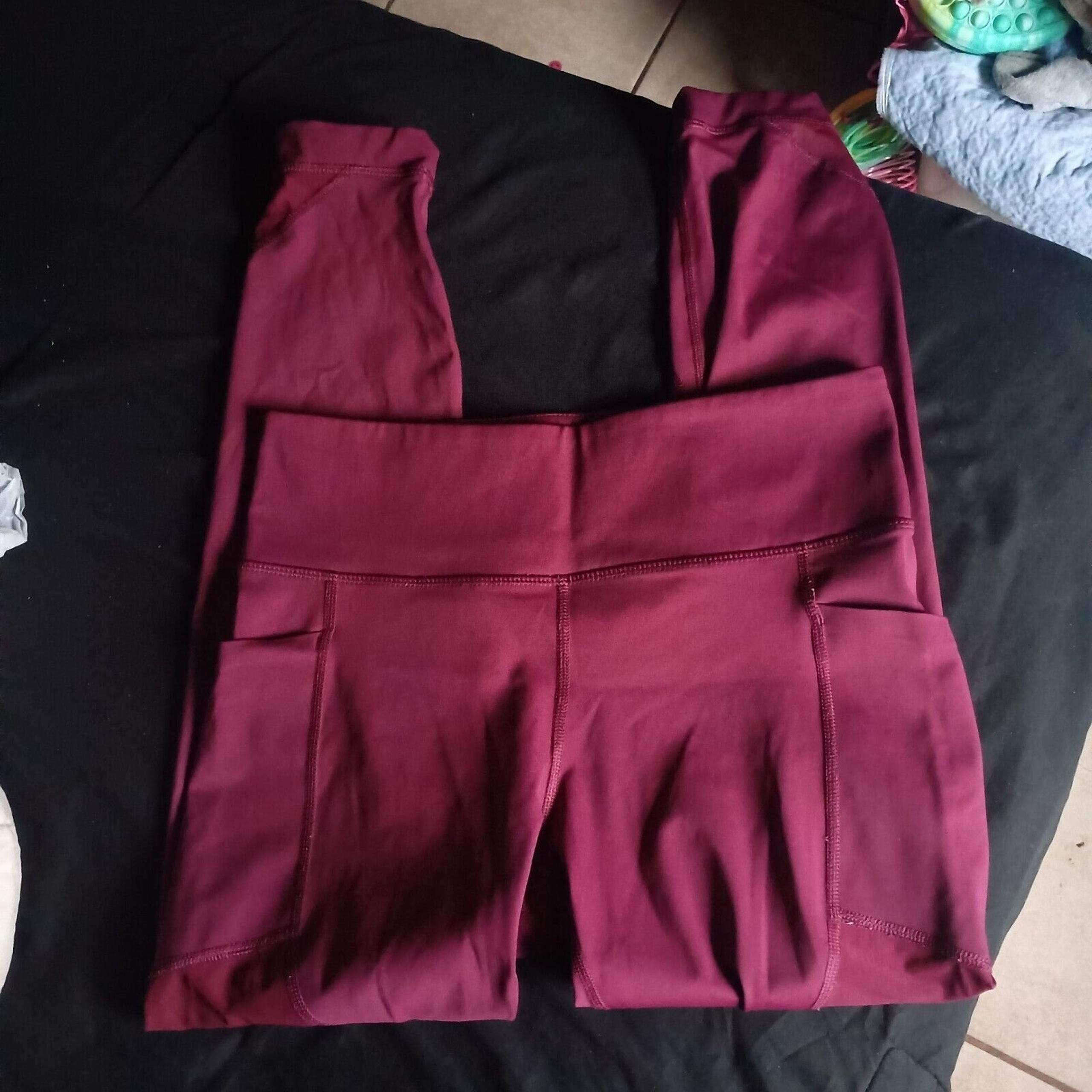 Members Mark Size Large Dark Red Compression Ankle Legging Pockets Mesh