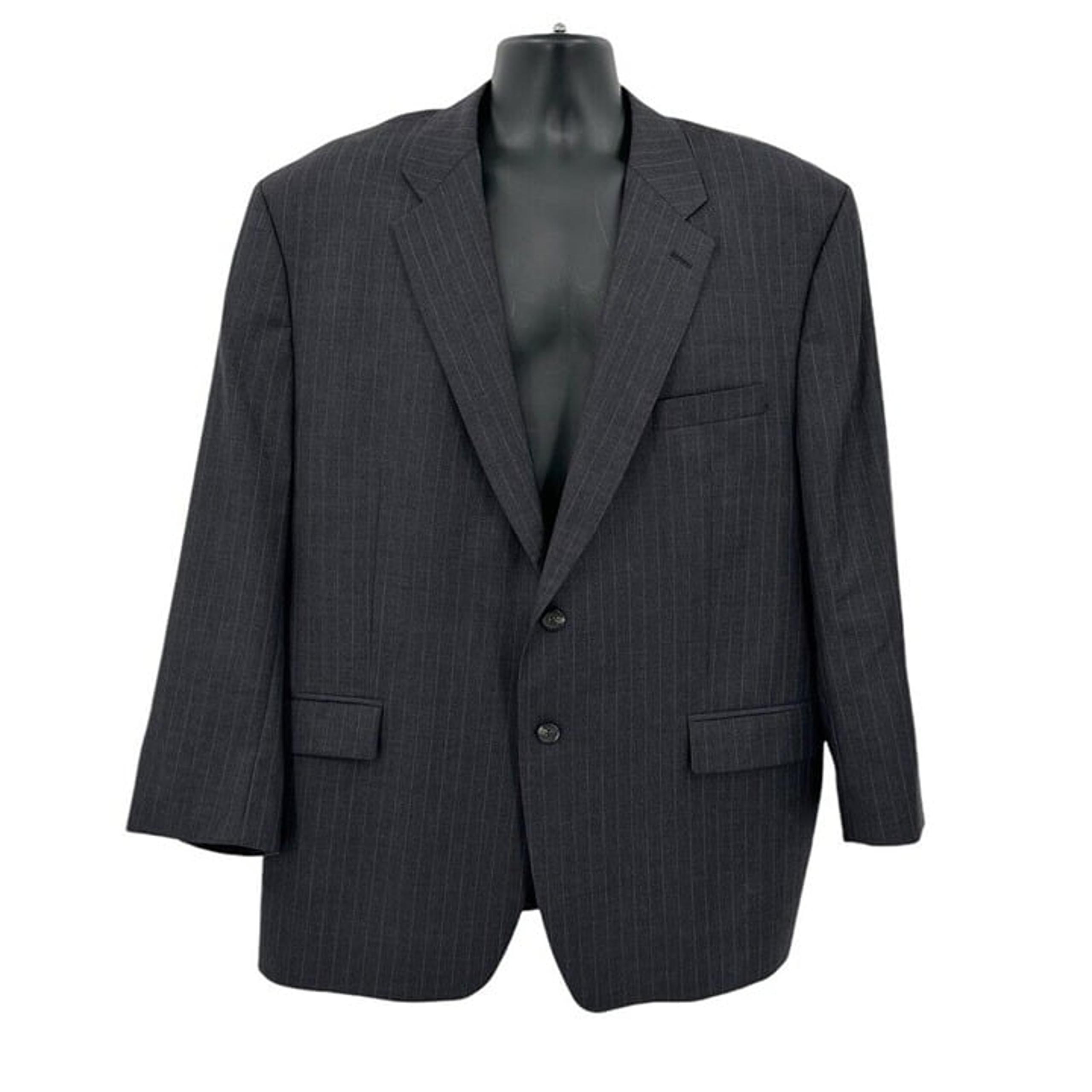 Ralph Lauren Mens Suit Jacket Sport Coat Blazer Size 50R Gray Stripe 24" Sleeve