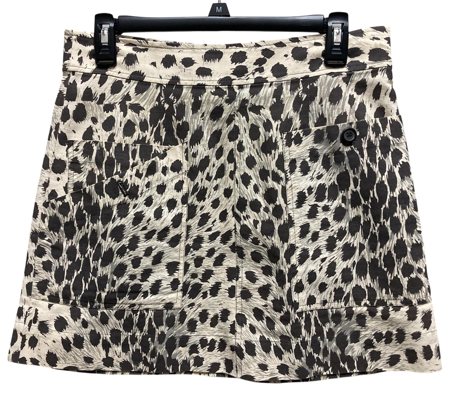 Sea New York Leopard Print A Line Patch Pocket Cotton Mini Skirt Sz 6
