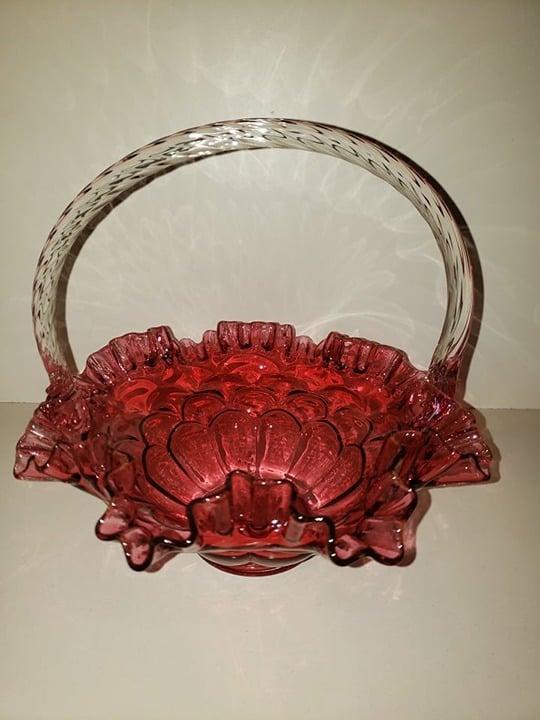Fenton Glass Jacqueline Cranberry Fluted Basket