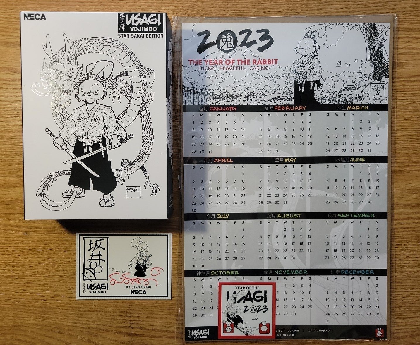 NECA Usagi Yojimbo Figure Stan Sakai Edition + Year of the Rabbit 2023 Calendar