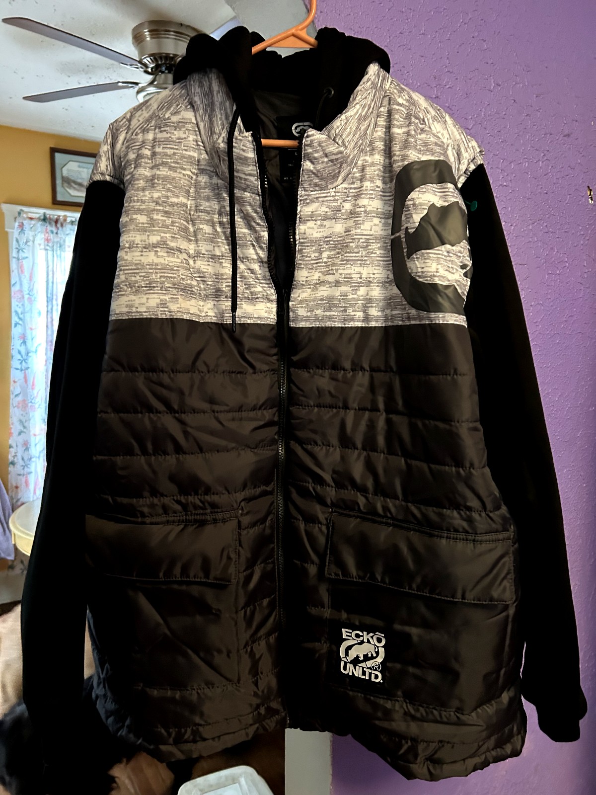 ECKO Unltd Unlimited Jacket Mens S. 4XL. EO330310. Black/Gray Logo Puffer