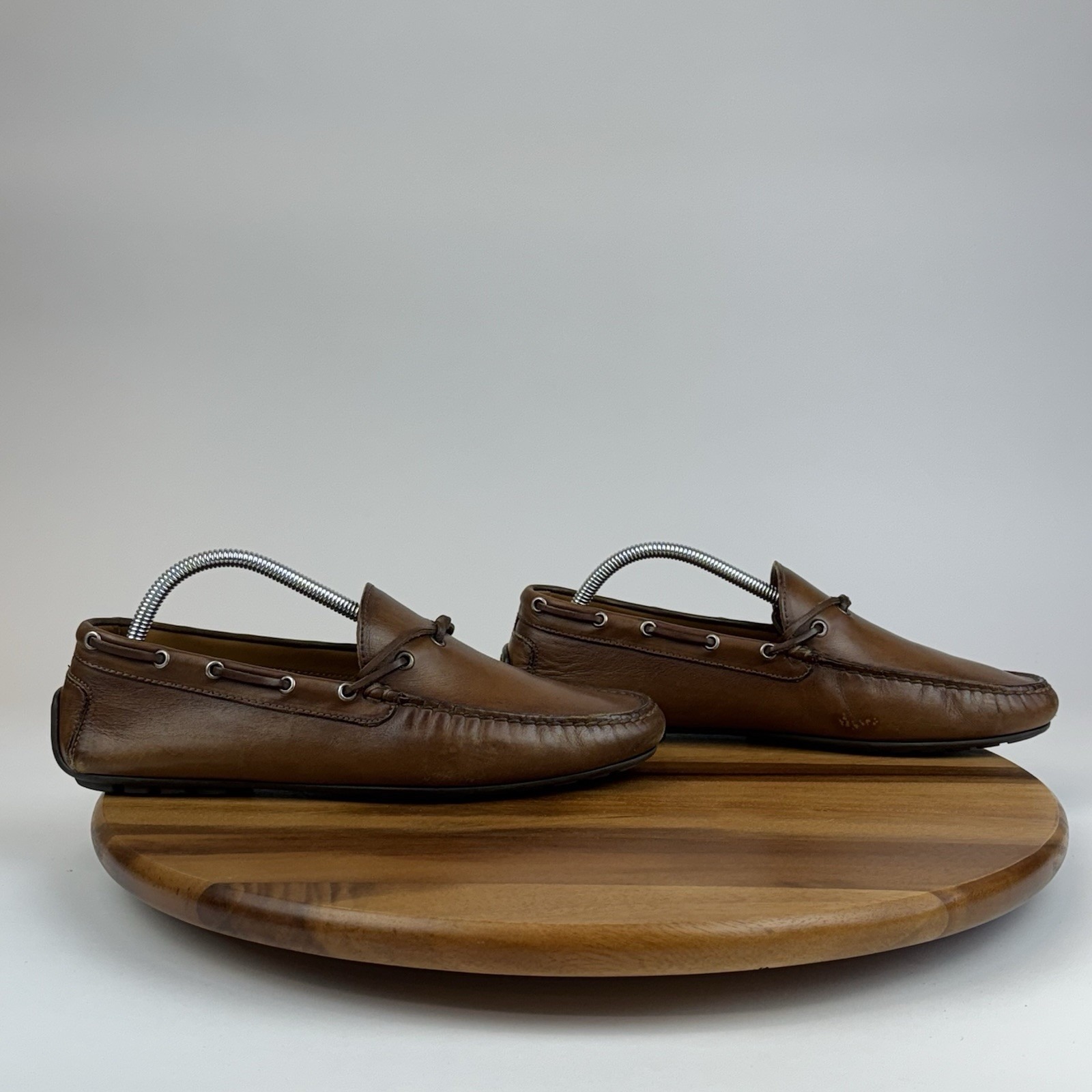 Mens Ralph Lauren Italy Harold Tassel Brown Leather Driver Loafers Shoes Size 9