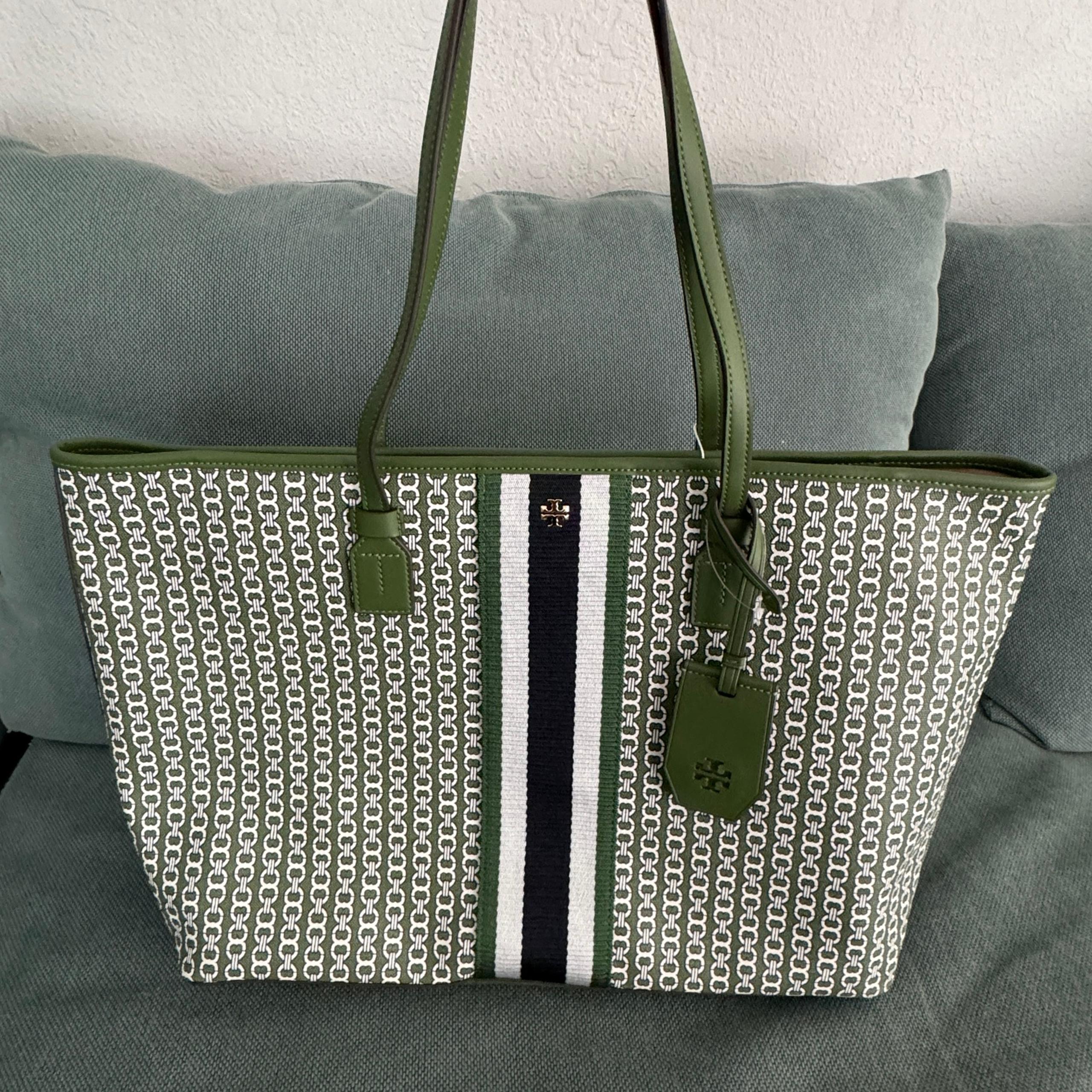 Tory burch women's Gemini link Canvas top zip tote 58450