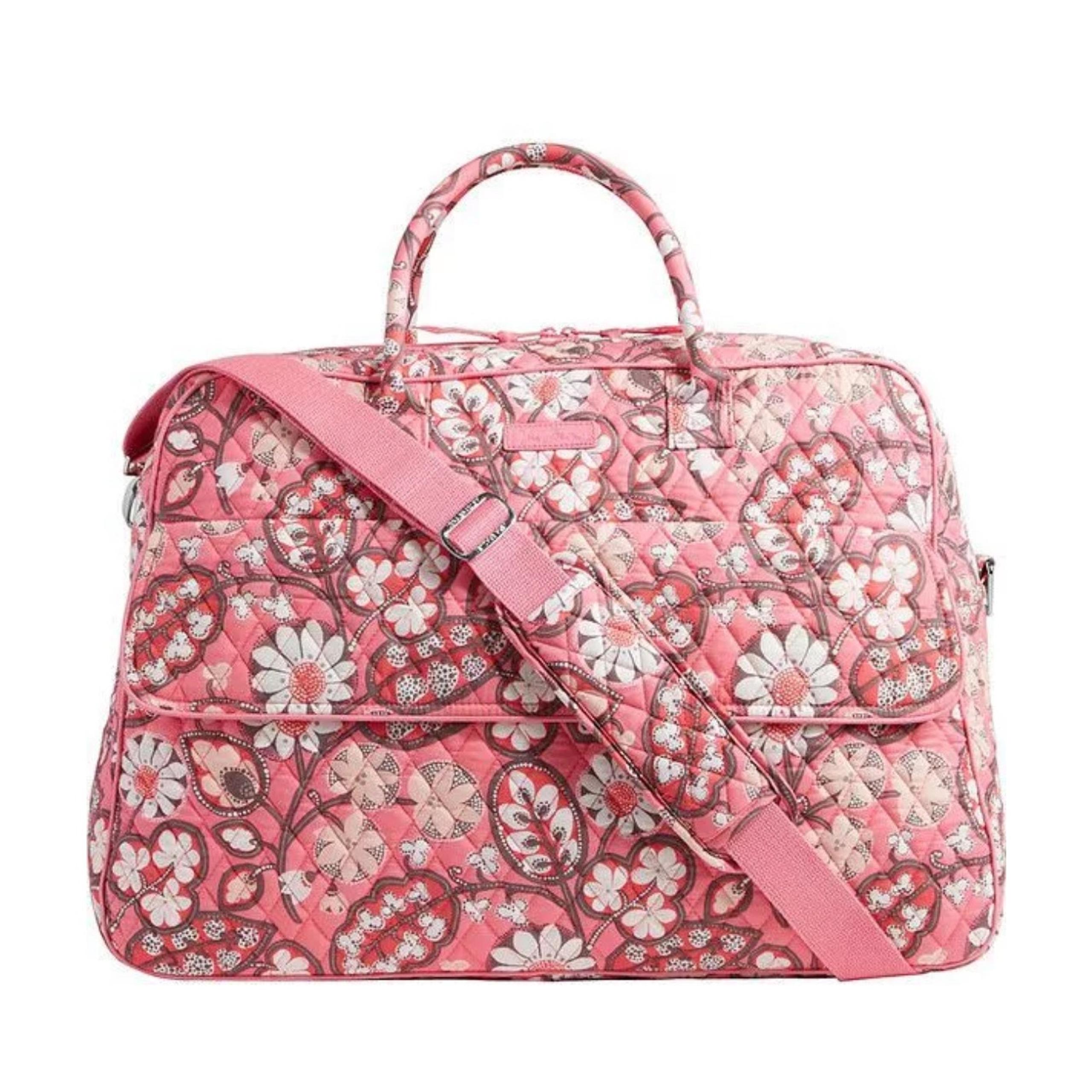 Vera Bradley Grand Weekender Travel Bag Luggage in Blush Pink Floral quilted