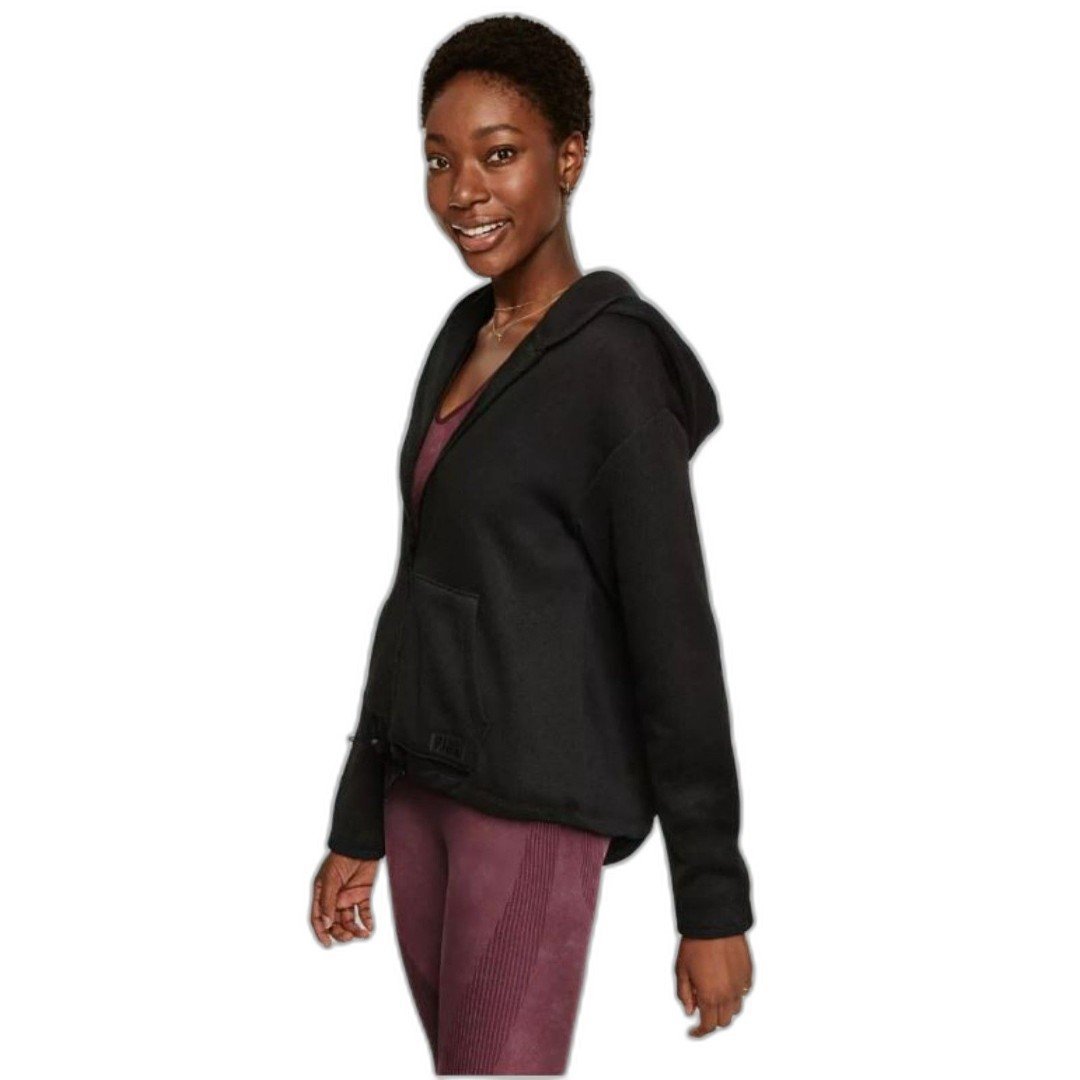 PINK Victoria's Secret Women's Black Full Zip Knit Hooded Sweater Size Small