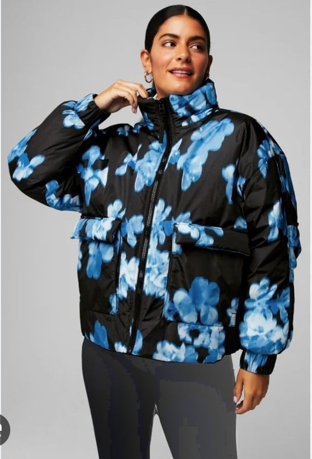 FABLETICS All Weather Jacket Black Blue Bloom Shine SIZE XS