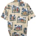Vintage Hilo Hattie Hawaiian Shirt Mens Size Large Beige Y2K Surfboards