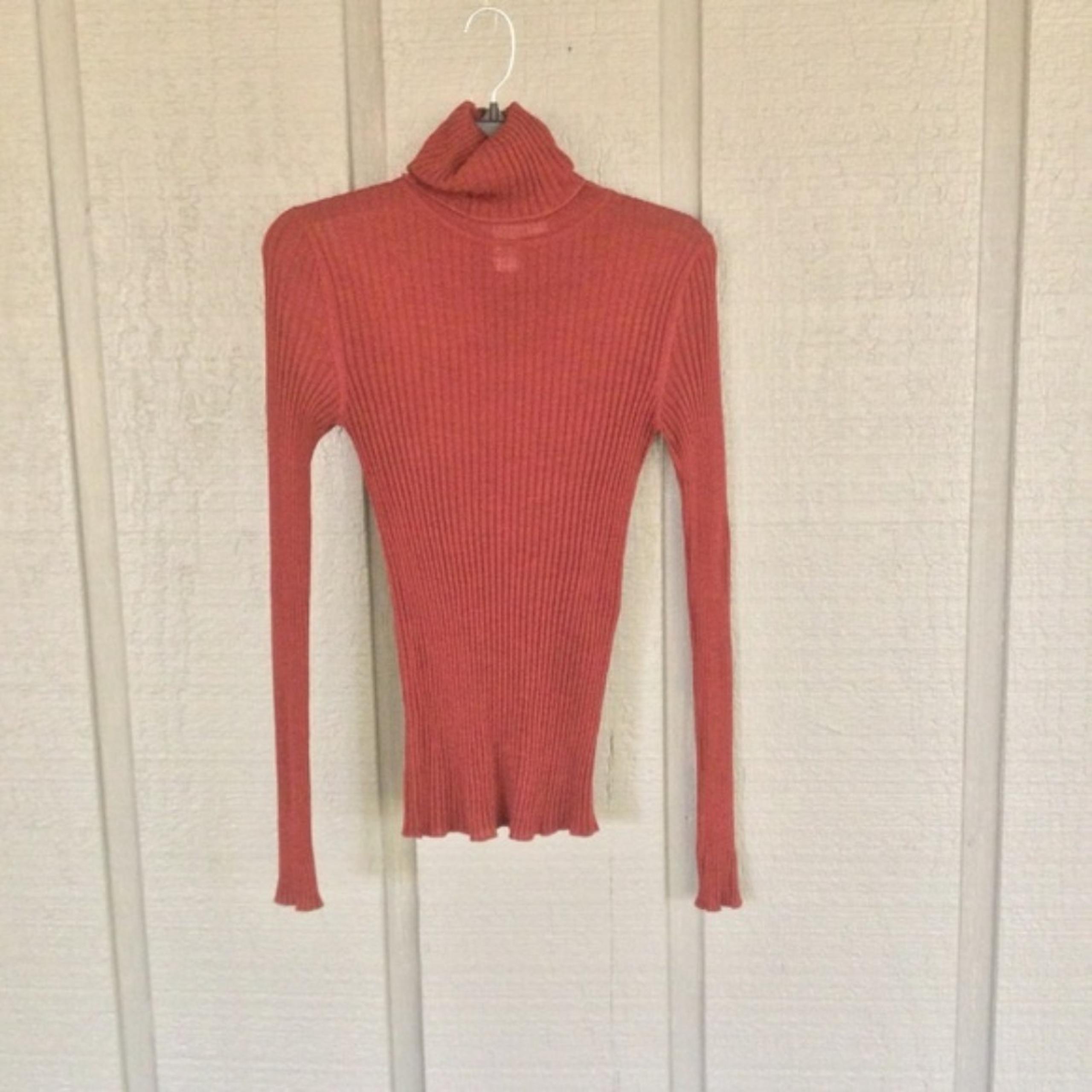 Diane Von Furstenberg Ribbed Wool / Rayon Blend Turtleneck Semi Sheer Sweater P