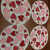 4 beautiful beaded pink and red hearts placemats