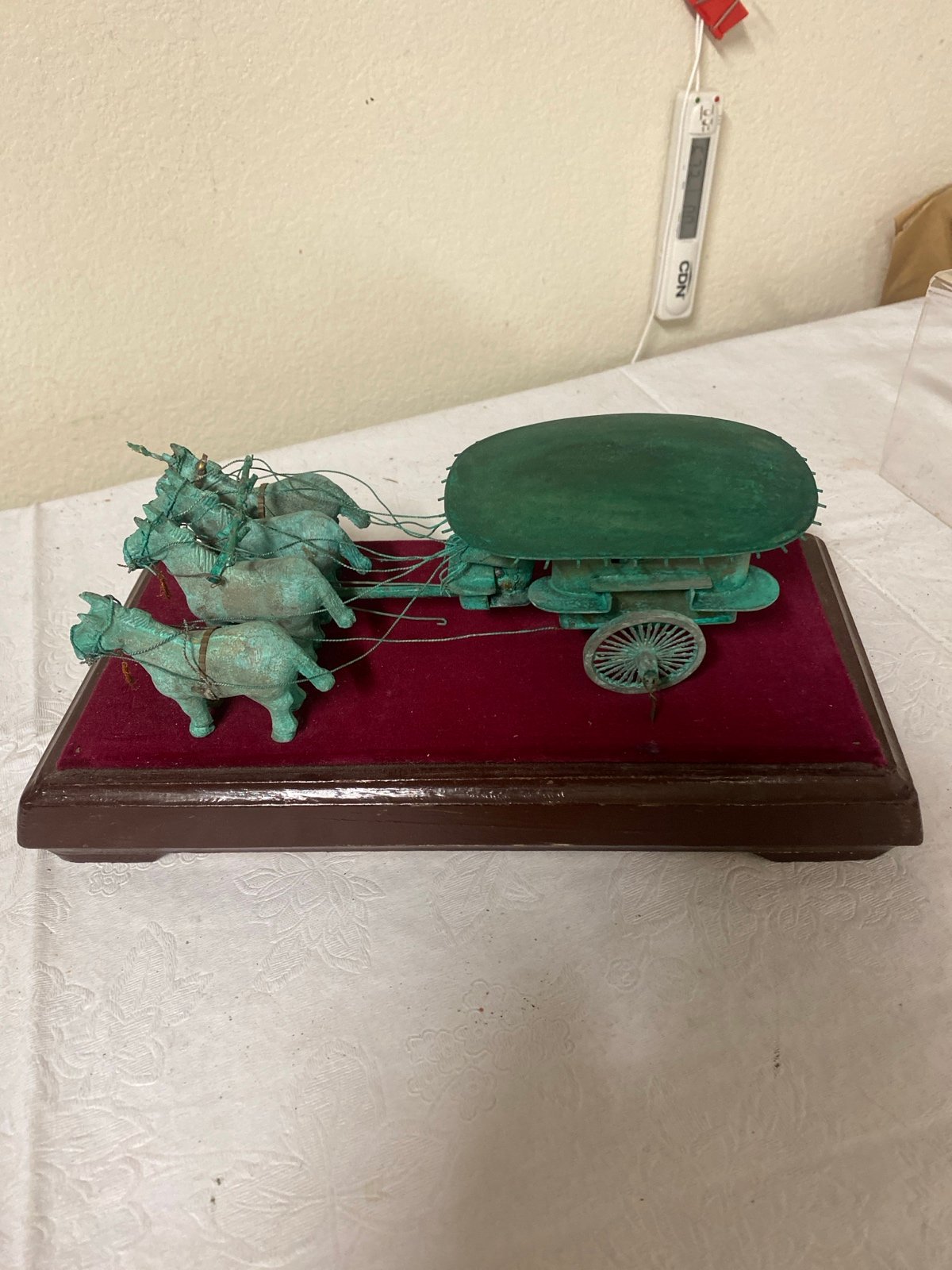 Metal Display Horses and Carriage Brass Replica