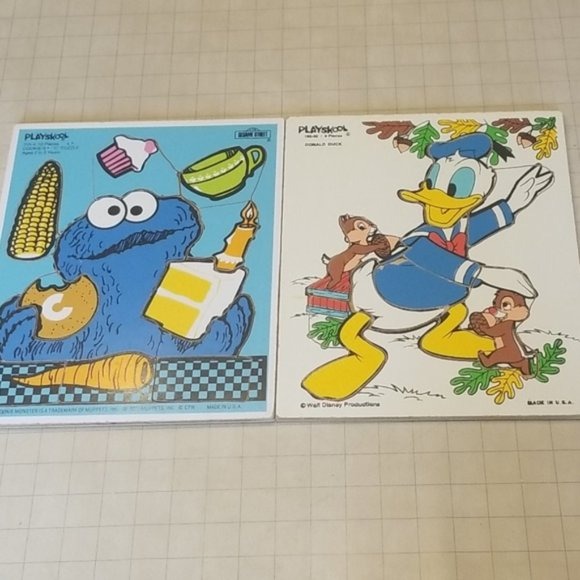 2 Vintage Playskool Wood Puzzles
