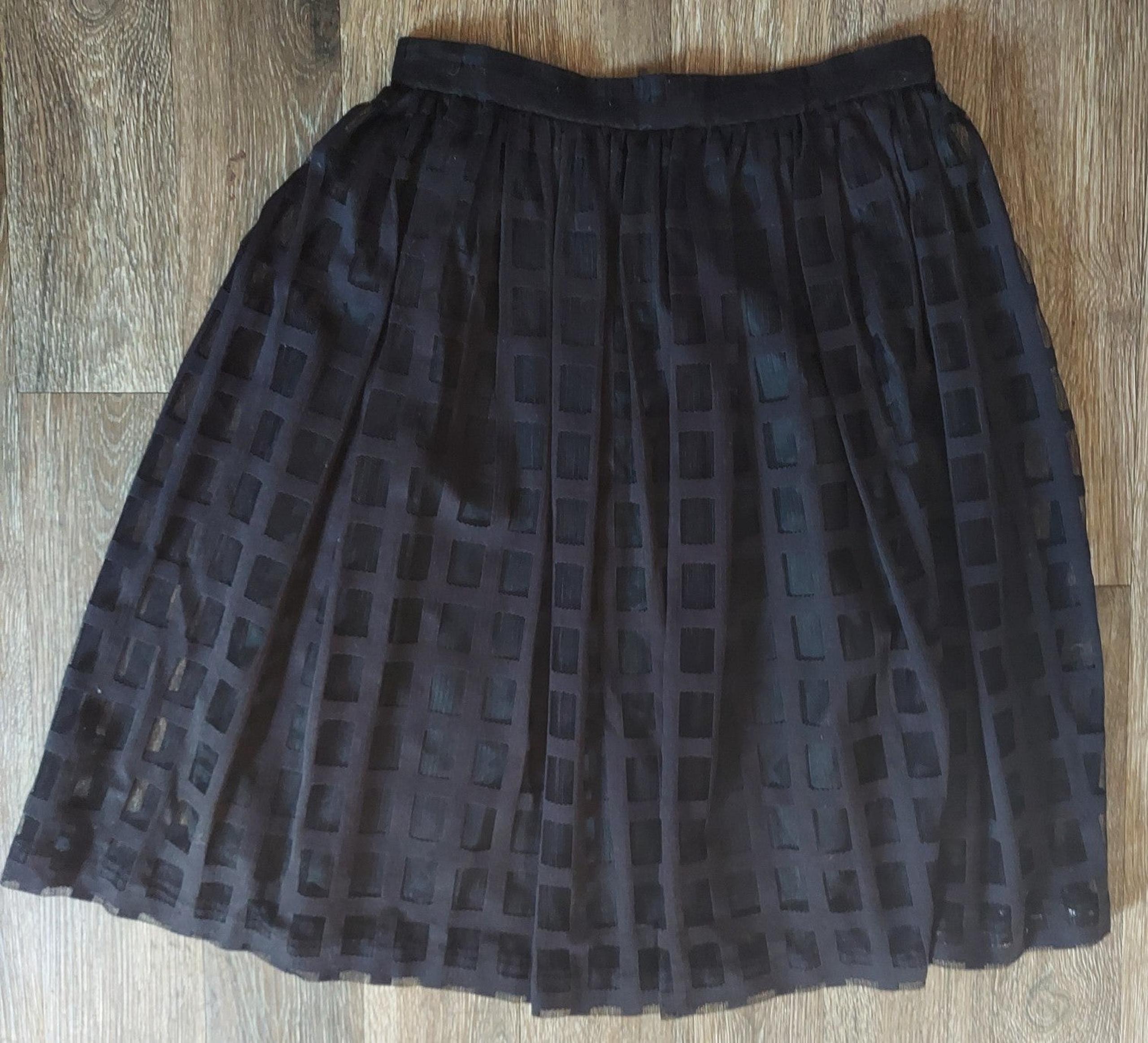 Trina Turk Women's Black Checkered Sheer Line Skirt Size 2
