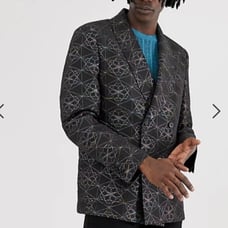 ASOS EDITION Boxy Double Breasted Blazer With Metallic Geo Design In Black Sz 38
