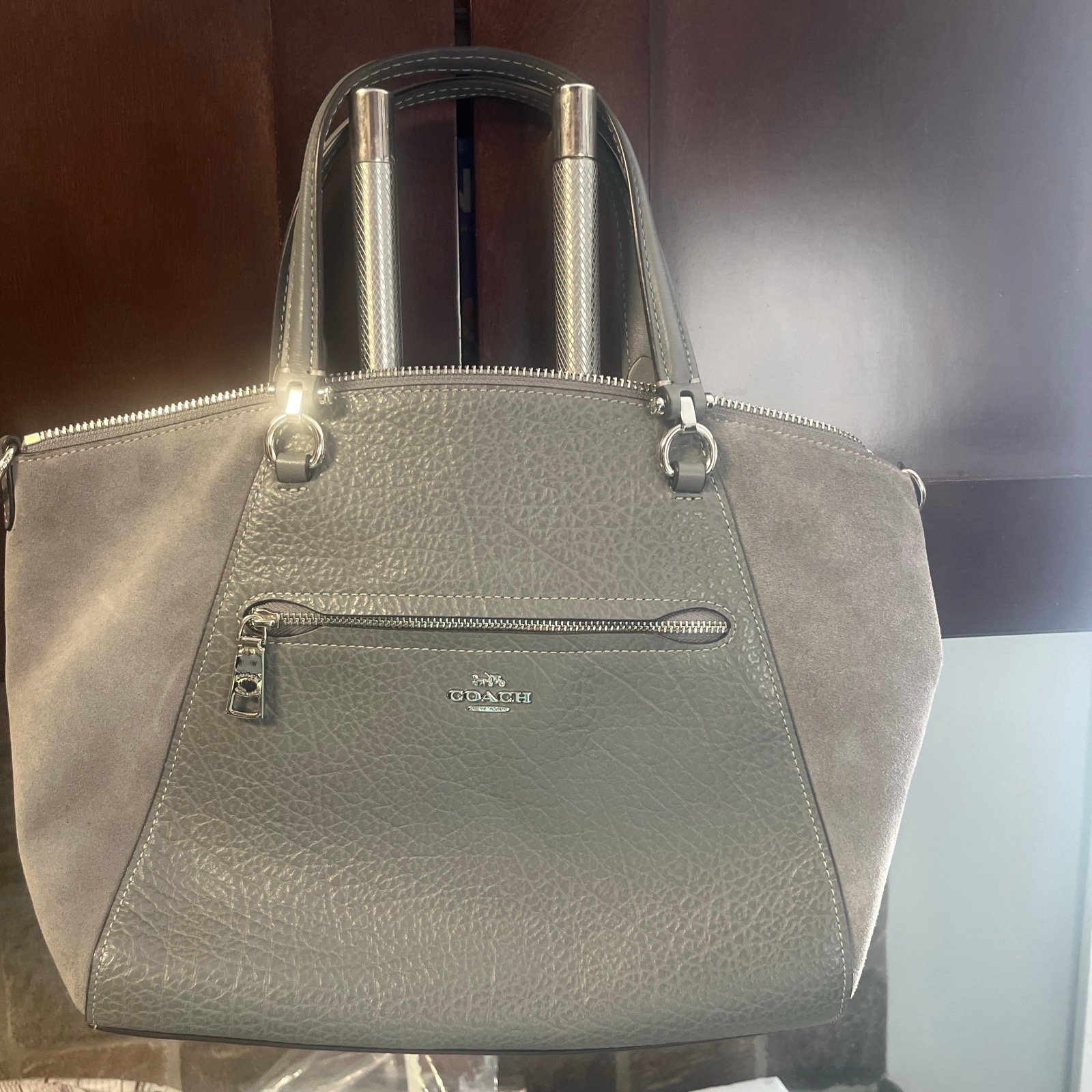 Coach 79999 Prairie Gray Pebbled Leather Satchel Purse