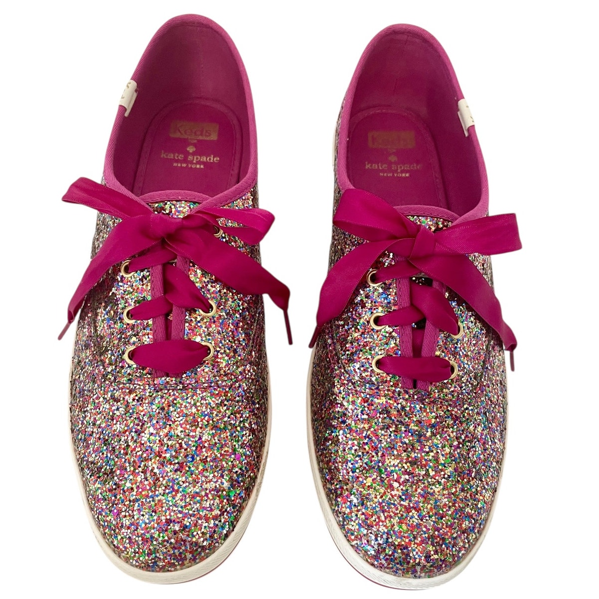 Keds x Kate Spade New York Lace Up Glitter Sneakers Red Purple Size 11