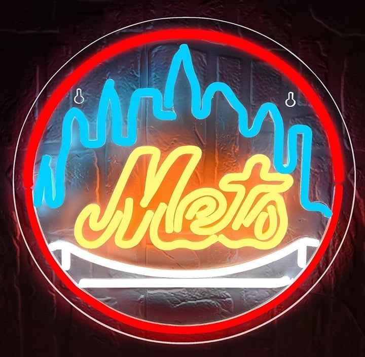 Vivid Bright New York Mets LED Night Light MLB Baseball Sports Room Wall Decor