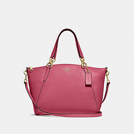 Coach Small Kelsey Pebble Leather Satchel / Crossbody Handbag (Rouge)