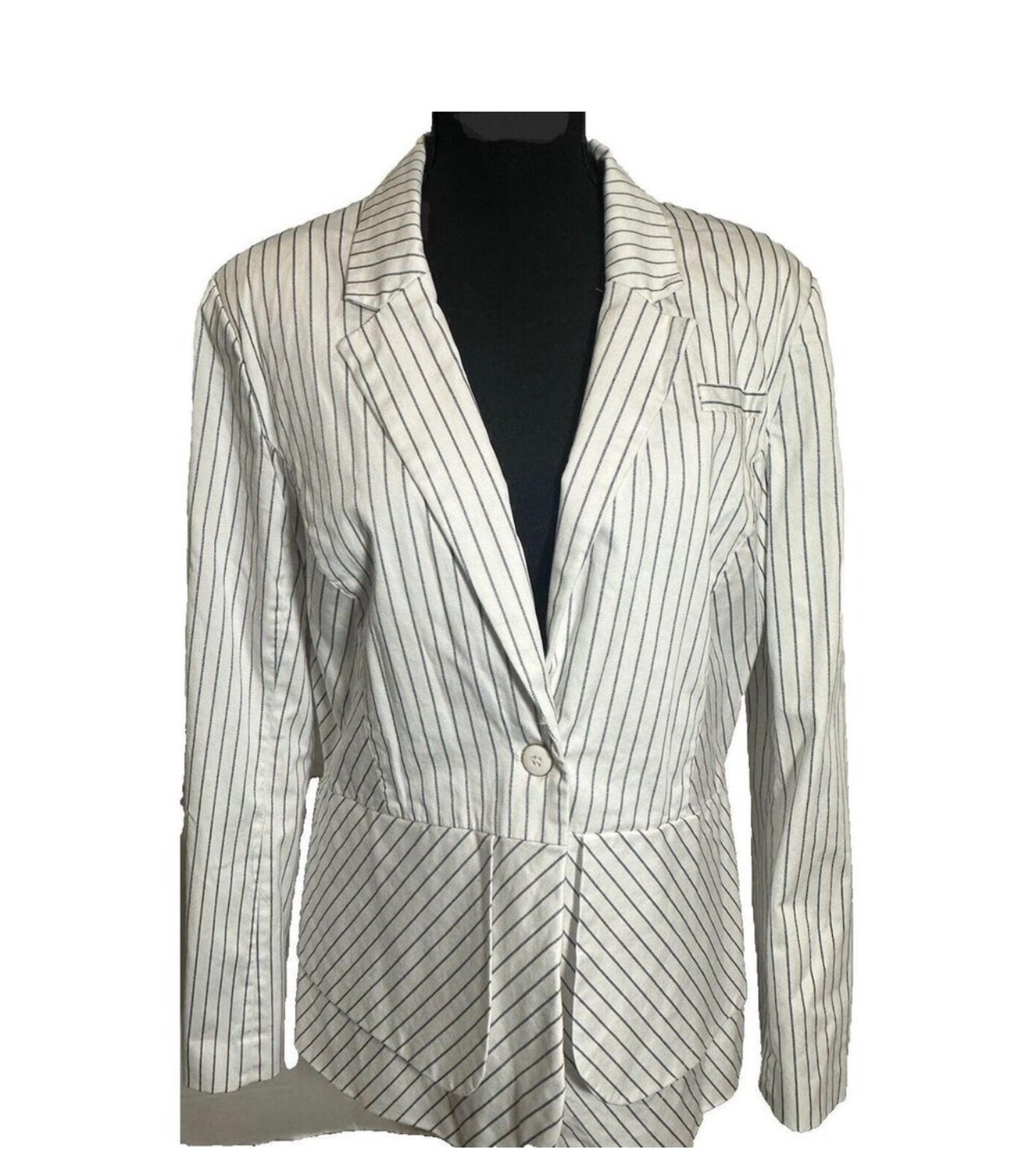 Cato Blazer Women Size 16  Black White Open Front Jacket