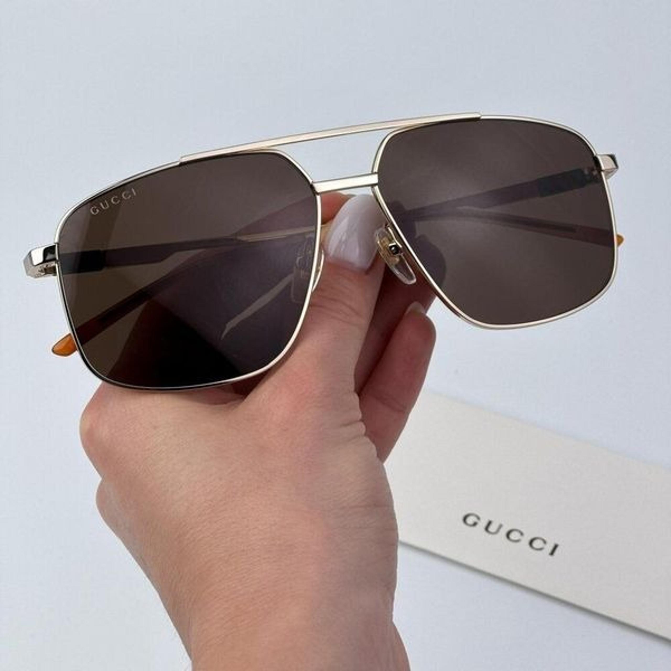 Gucci GG1676S 002 Men NAVIGATOR BRAND NEW Sunglasses Gold Brown Aviator