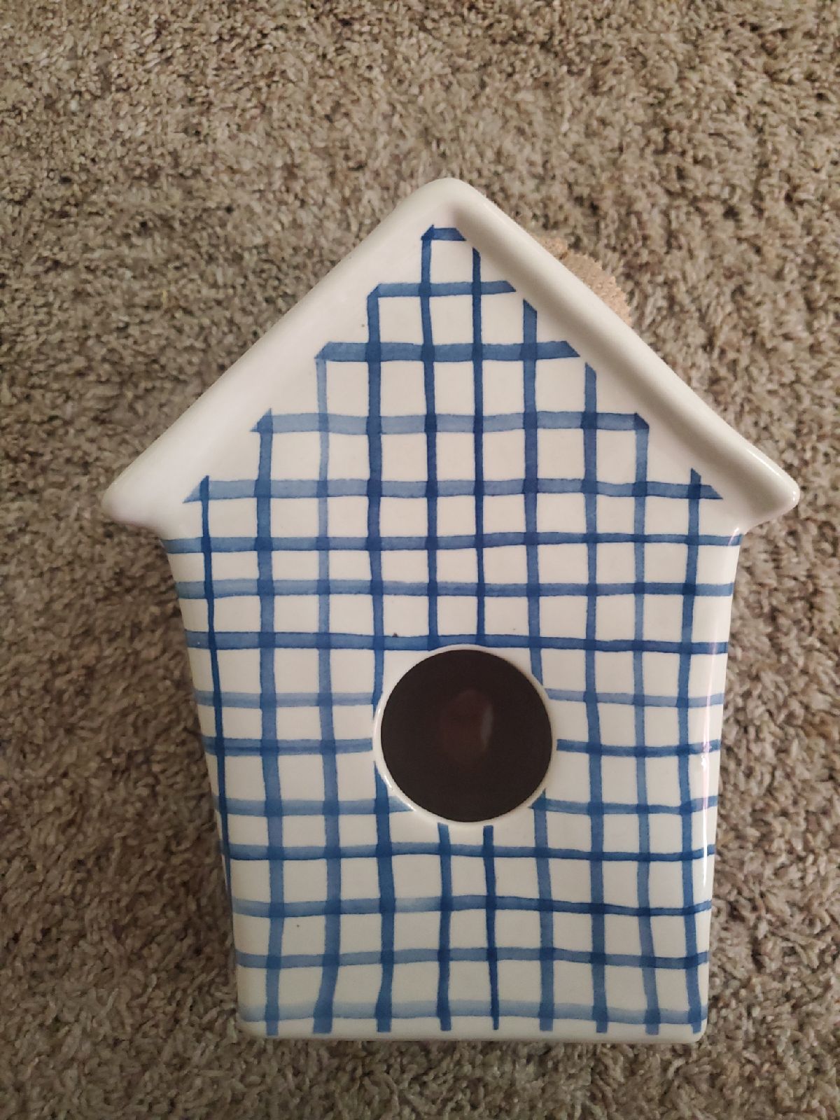 Rae Dunn Plaid Perch Birdhouse