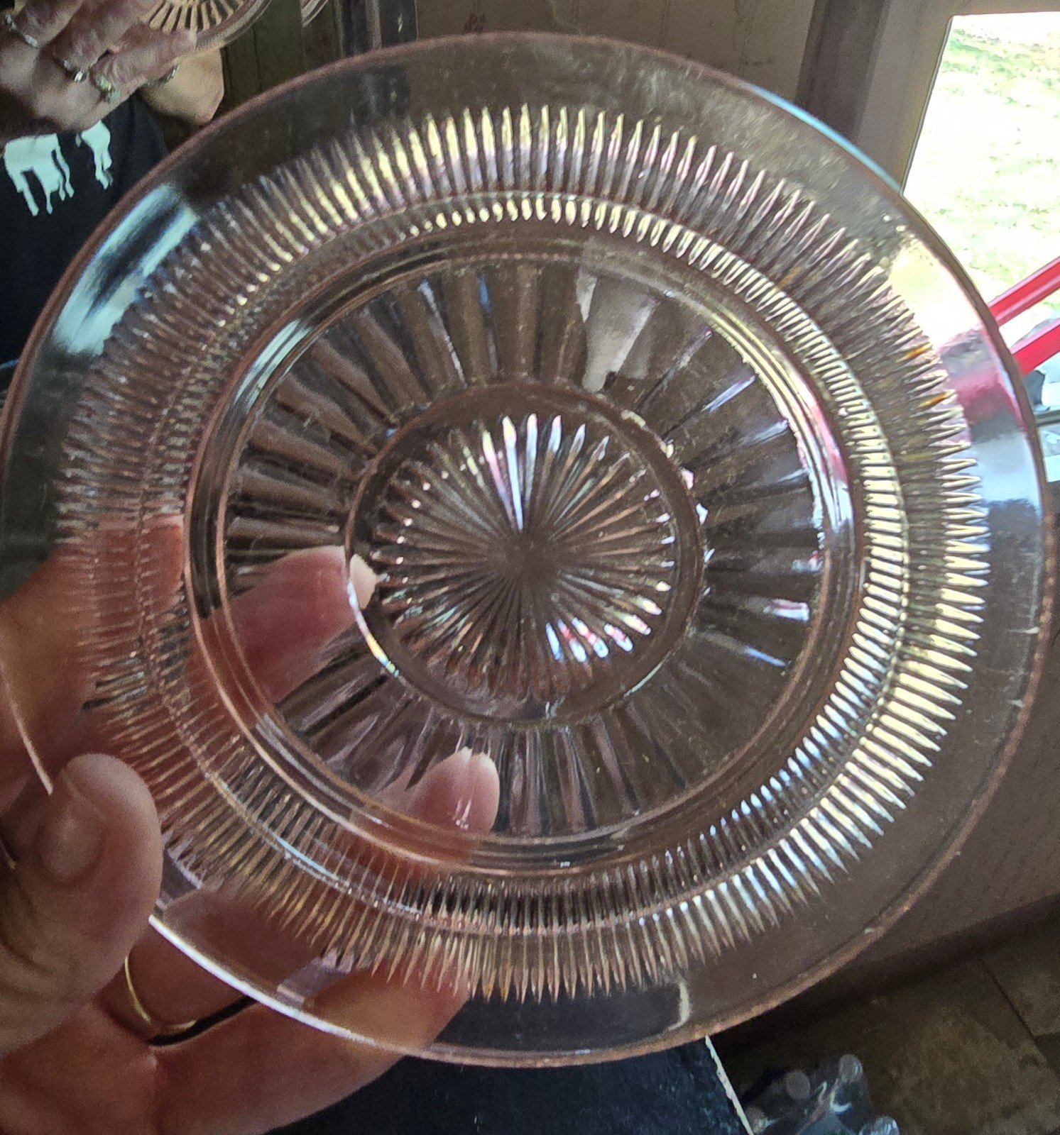 Pink vintage Anchor Hocking saucers and berry bowls!