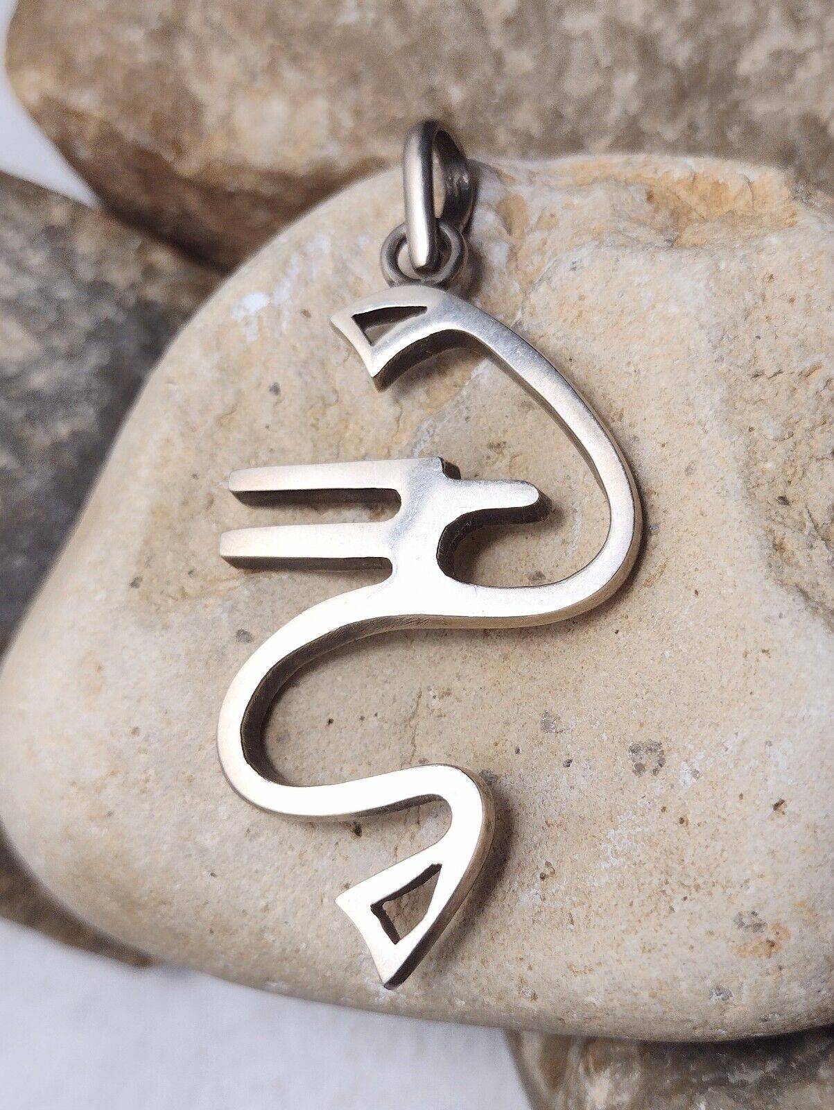 AJ Taxco Sterling Silver Modernist Pendant Vintage Mid Century