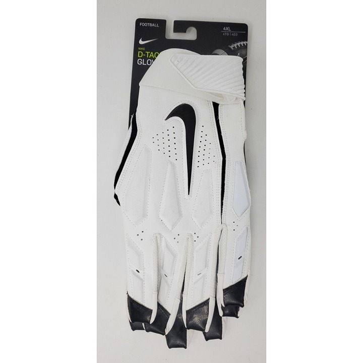 Nike D-Tack 6.0 Lineman Athletic Football Gloves Padded, White CK2926, Size 4XL