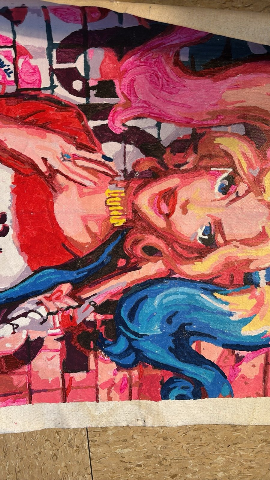 Harley Quinn painting with acrylic on canvas