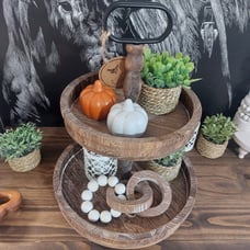 2 Tier Farmhouse Tray Decorative Tray Brown With Metal Handle Farmhouse Decor