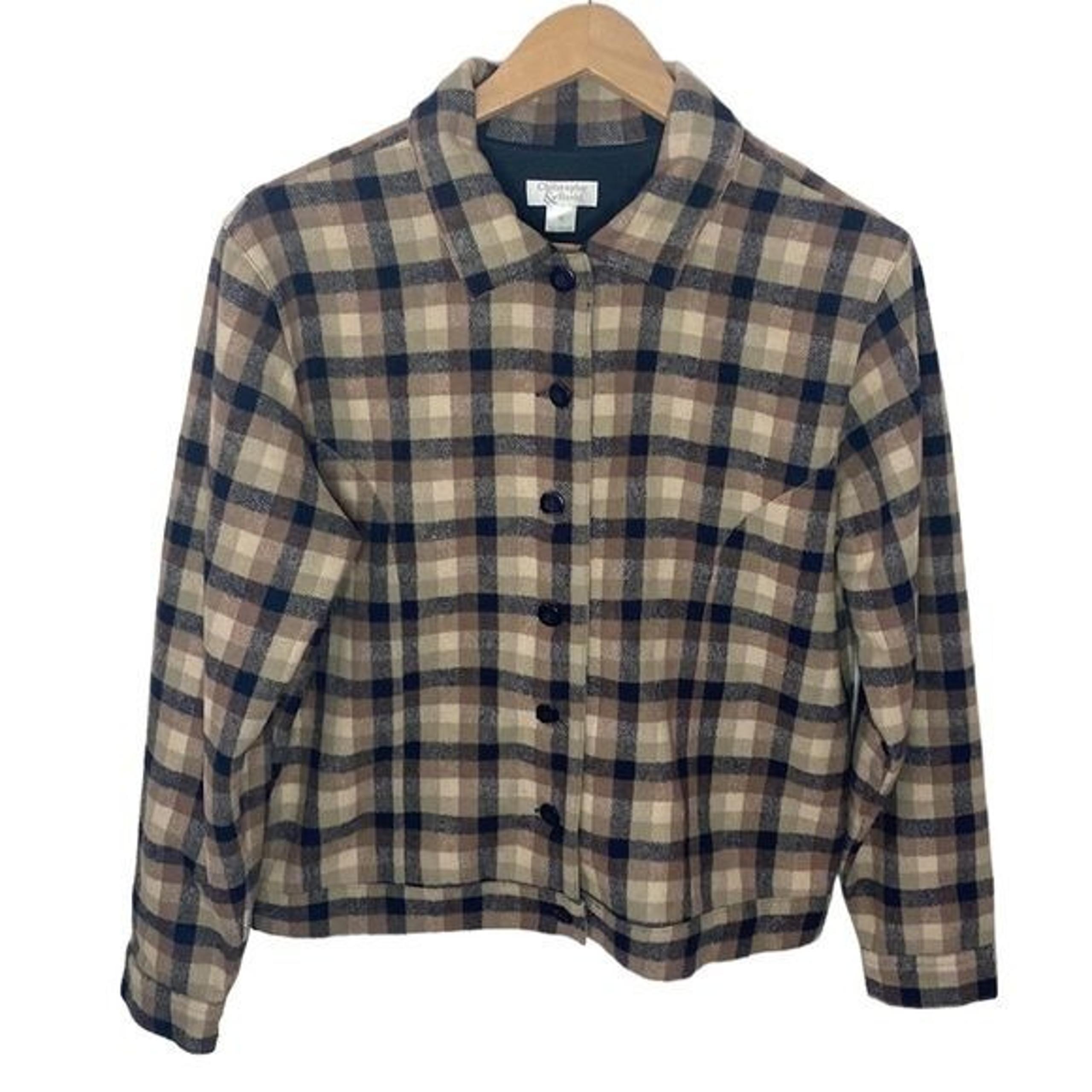 Vintage Christopher & Banks plaid wool blend shacket size M
